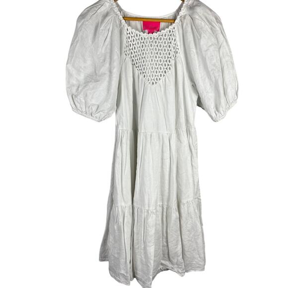 Lilly Pulitzer Charlet Short Sleeve Linen Dress Resort White Pockets Size 6 - Picture 9 of 12